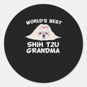 Shih Tzu   Weltbeste Schih-Tzu-Großmutter Runder Aufkleber