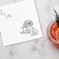 Shih Tzu zeichne mit Martini Cocktail Napkins