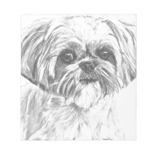 Shih Tzu Zeichnend Notizblock