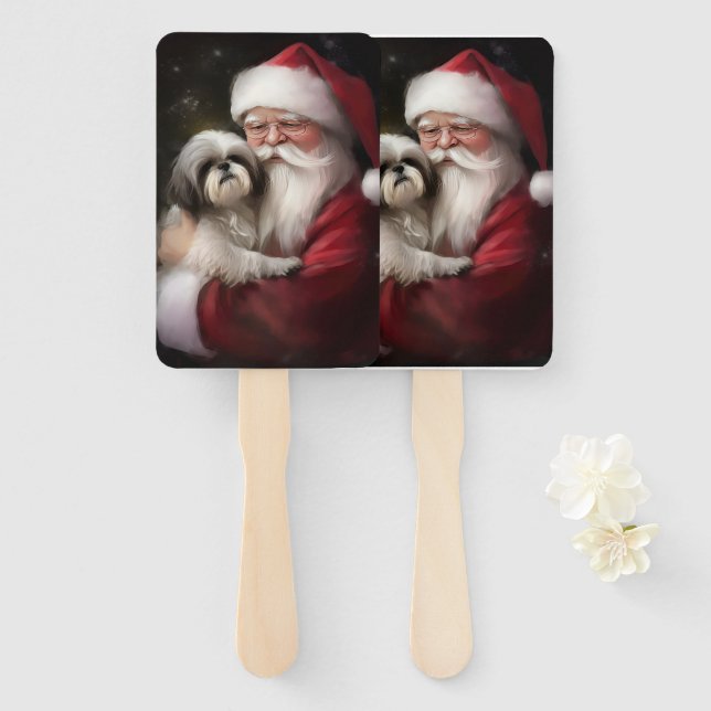 Shih Tzu zu Weihnachten Fächer (Vorne und Hinten)