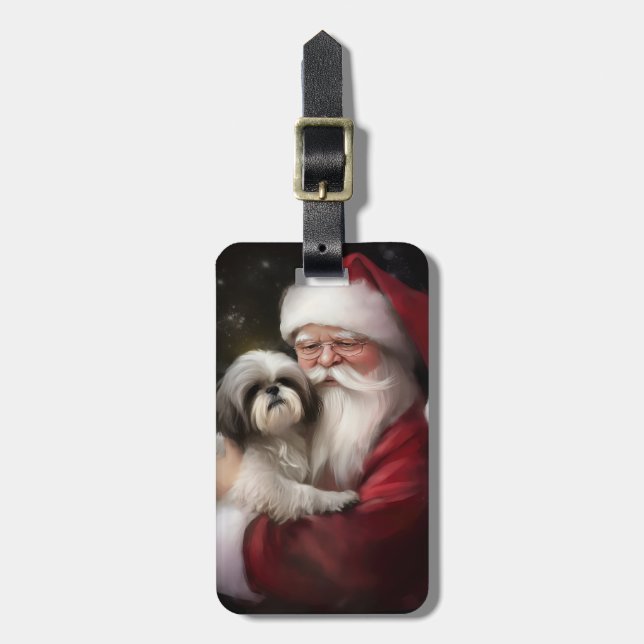 Shih Tzu zu Weihnachten Gepäckanhänger (Vorderseite vertikal)