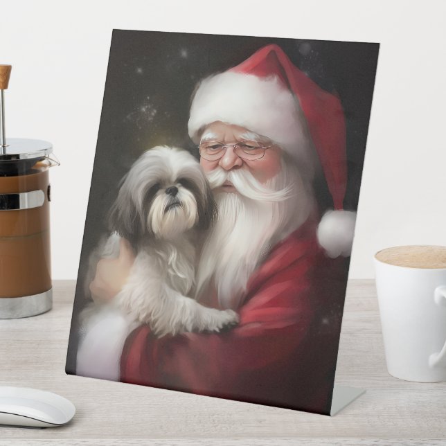 Shih Tzu zu Weihnachten Sockelschild (In Situ)