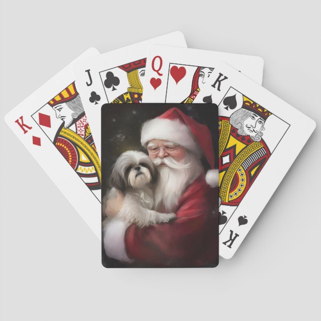 Shih Tzu zu Weihnachten Spielkarten (Rückseite)