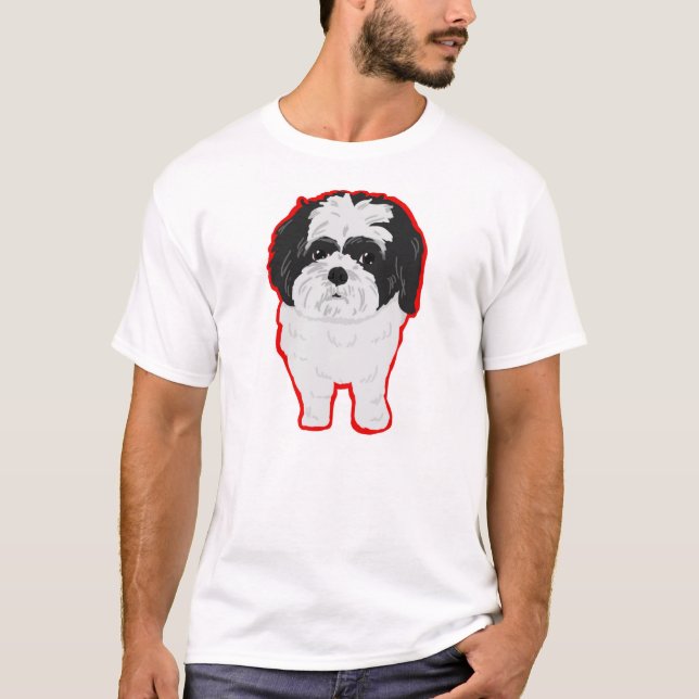 Shih--TzuT-Shirt-Front und Hintern, umrissen T-Shirt (Vorderseite)
