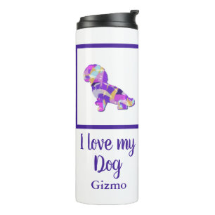 Shihpoo Dog Silhouette Niedliche Lila PY&B Thermosbecher