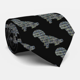 Shihpoo Hund Silhouette Gelb & Schwarz Grid Krawatte