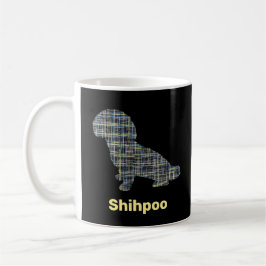 Shihpoo Hund Silhouette Gelb- und Schwarzgitterlin Kaffeetasse