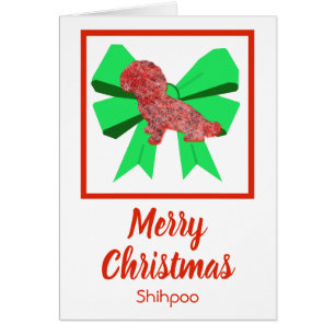 Shihpote mignonne chien de Noël et carte mère vert