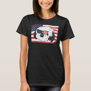 Shihtzu Vater & Amp Mama Amerikanische Flagge 4. J T-Shirt