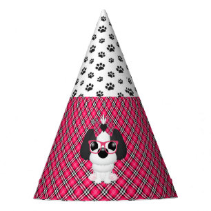 Shihtzu Welpen-Hunde ein Partyhütchen