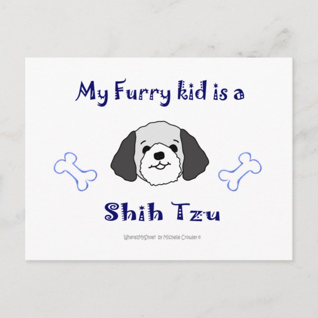 ShihTzuGreyWhite Postkarte (Vorderseite)