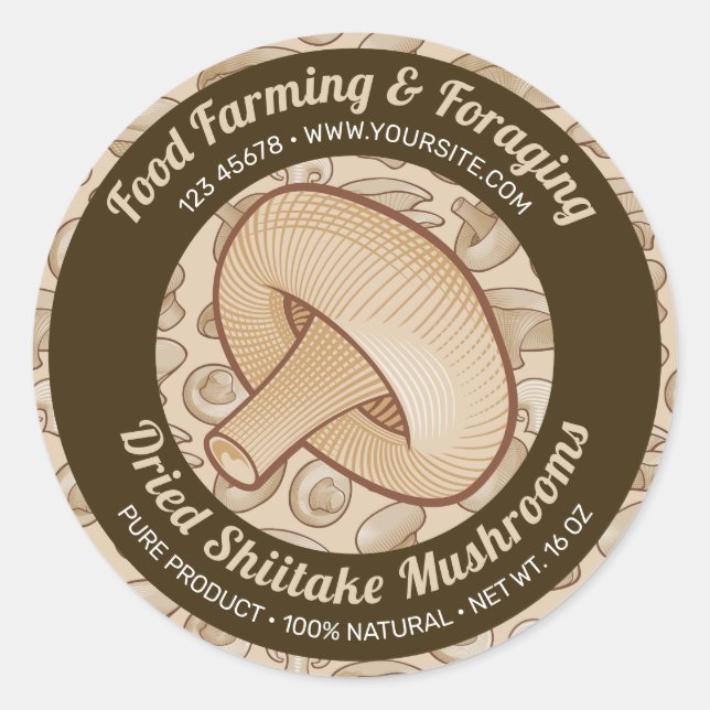 Shiitake Mushroom Round-Label Runder Aufkleber (Vorderseite)