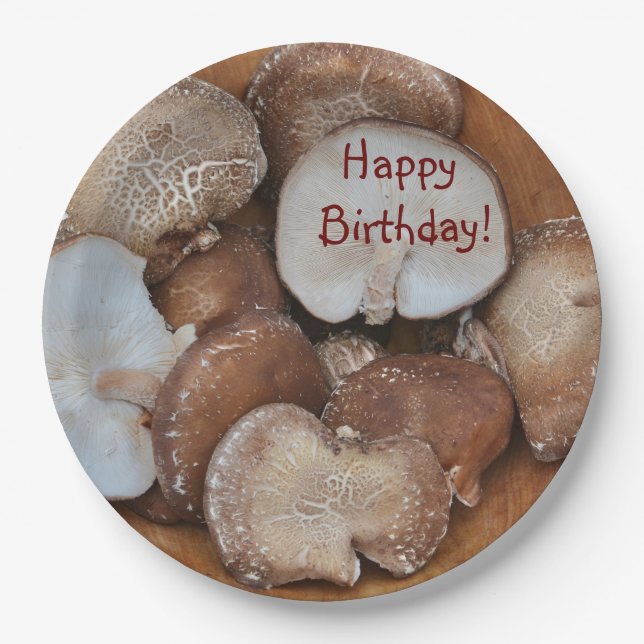 Shiitake Mushrooms Geburtstag Pappteller (Vorderseite)