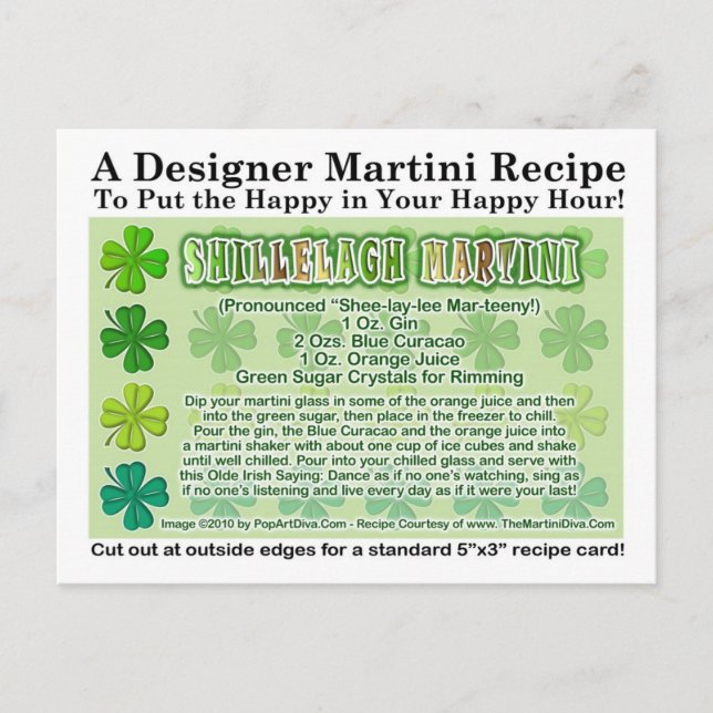 Shillelagh St. Patrick's Day Martini Recette Carte (Devant)