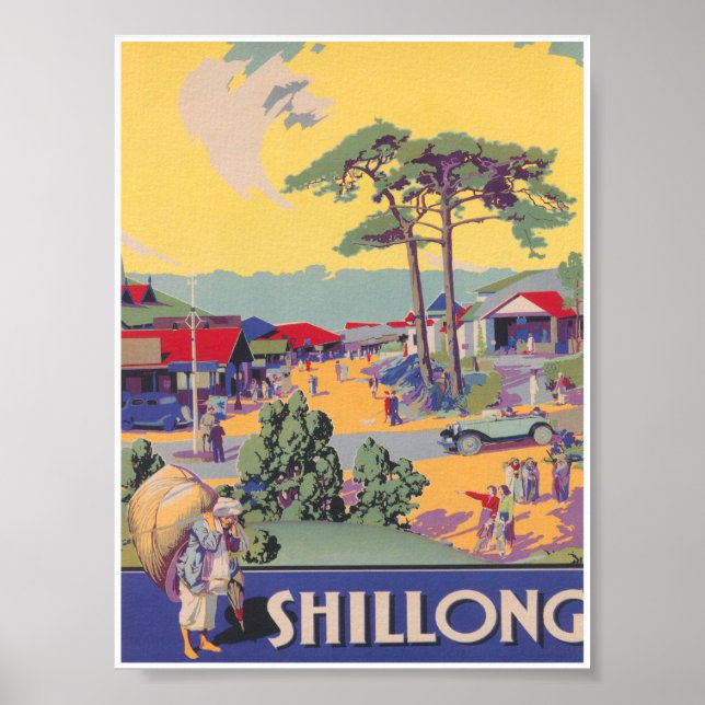 Shillong India Vintage Travel Poster (Vorne)