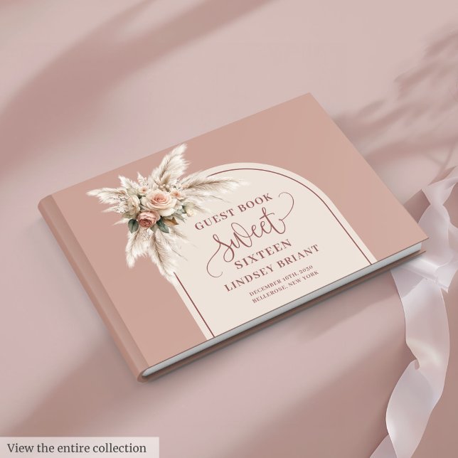 Shimmer Boho Dusty Pink Pampas Floral Arch Sixteen Gästebuch (Shimmer Boho Dusty Pink Pampas Floral Arch Sixteen

)