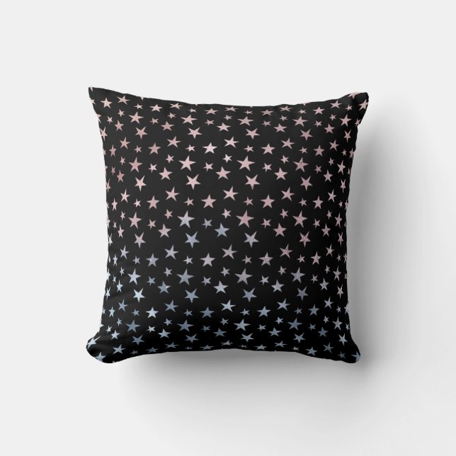 Shimmer Dreams Stars Rosa, Blau, Schwarz Kissen (Vorderseite)
