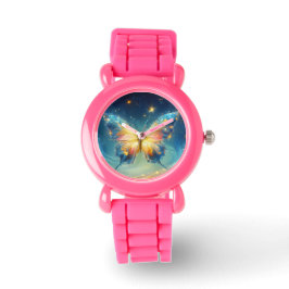 Shimmer farbenfrohe Schmetterlingskunst Kinder Armbanduhr