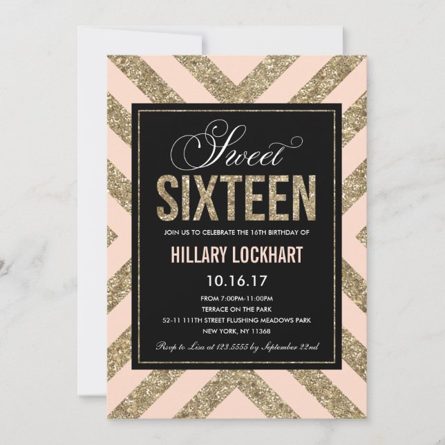 Shimmer glamour | Invitation Sweet sixteen Party (Devant)
