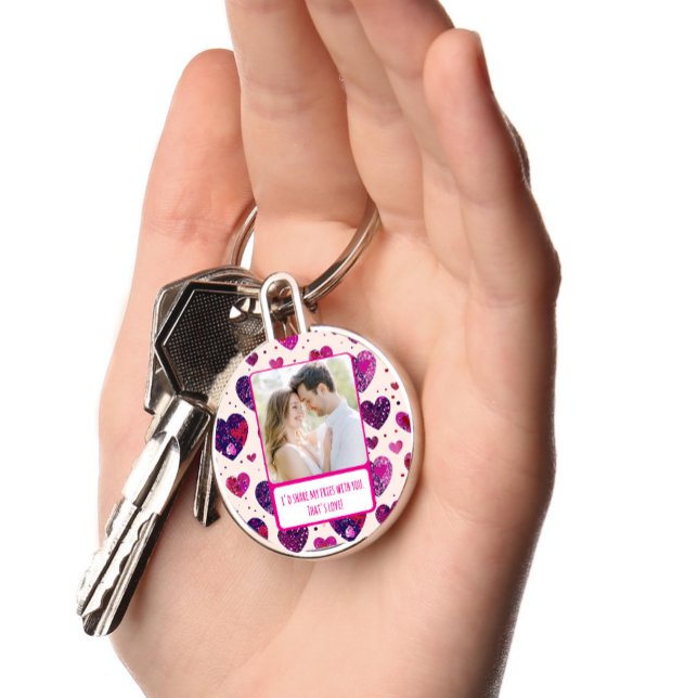 Shimmer Lila Heart Share my Fries Schlüsselanhänger (Von Creator hochgeladen)