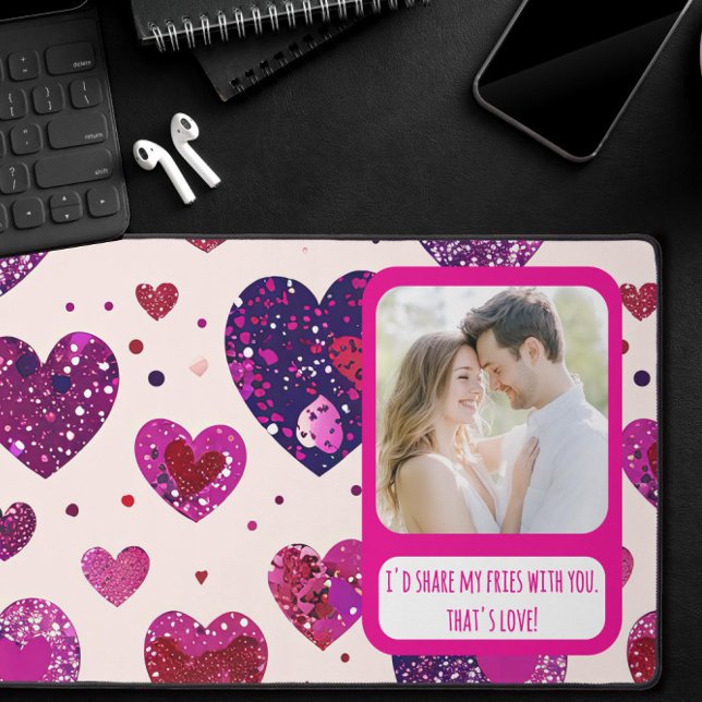Shimmer Lila Heart Share my Fries Schreibtischunterlage (Von Creator hochgeladen)