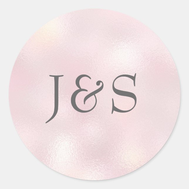 Shimmer Pink Hochzeit personalisierte erste Aufkle Runder Aufkleber (Vorderseite)