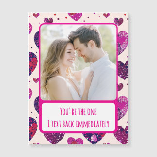 Shimmer Purple Heart Text Back Carte magnétique
