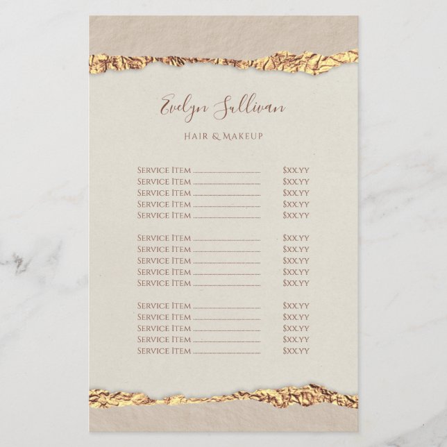 Shimmer rippte Papierpreisliste Flyer (Vorne)