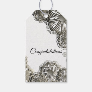 Shimmer silber florale Gratulationen Tag Geschenkanhänger