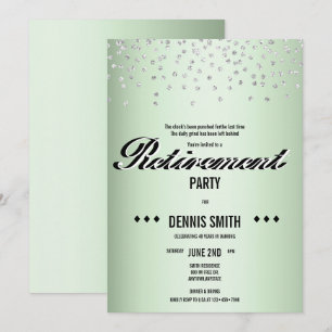 Shimmer   Silver Glitzer Confetti Retirement Party Einladung