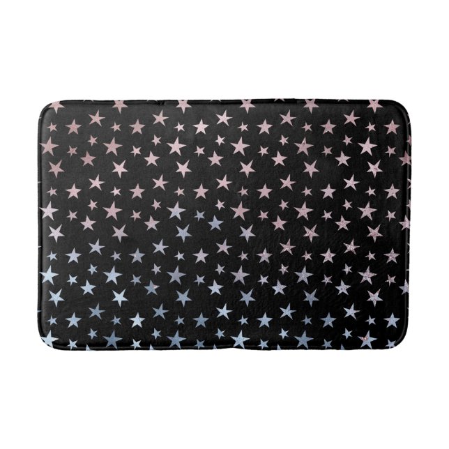 Shimmer Stars Pink und Blue Ombre Badematte (Vorderseite)