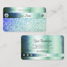 Shimmering Aquamarin Blue Glitzer Sparkle Stars Visitenkarte