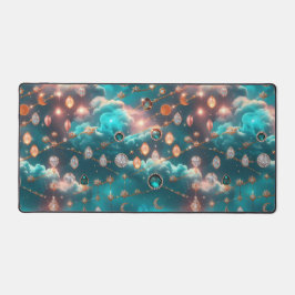 Shimmering Aquamarine Diamond Celestial Moon Schreibtischunterlage