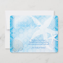 Shimmering Blue Beach Wedding Dankeschön Card Dankeskarte
