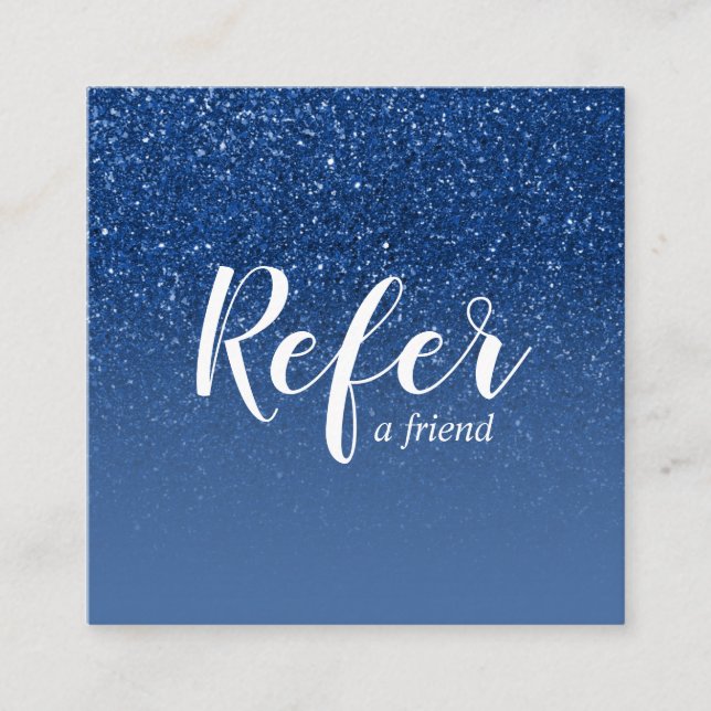 Shimmering Blue Glitzer Ombre Glam Chic Empfehlungskarte (Vorderseite)
