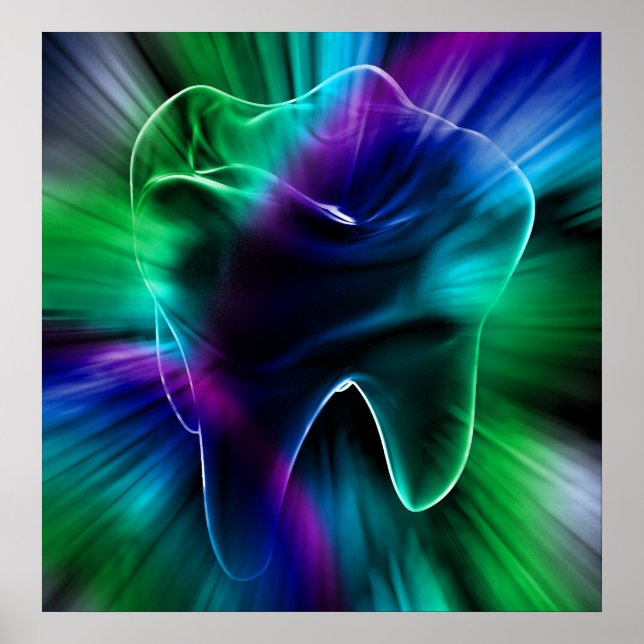 Shimmering Blue Tooth Dentist Orthodontist Poster (Vorne)