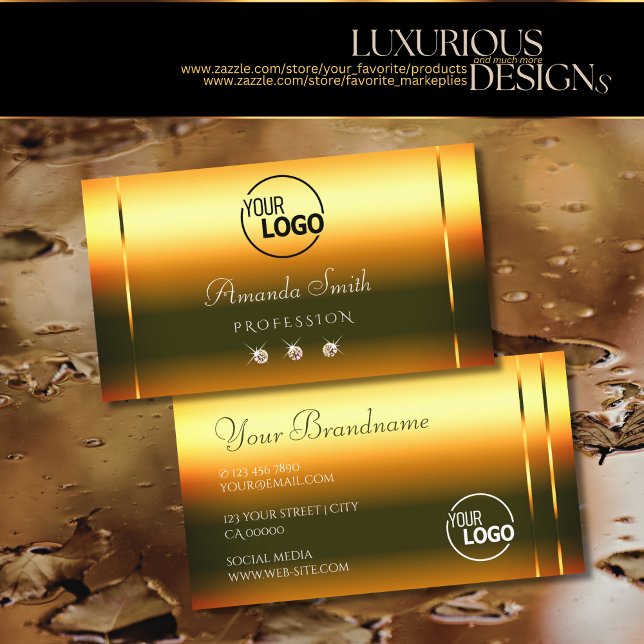 Shimmering Fire Orange Luxury Diamonds Logo hinzuf Visitenkarte (Von Creator hochgeladen)