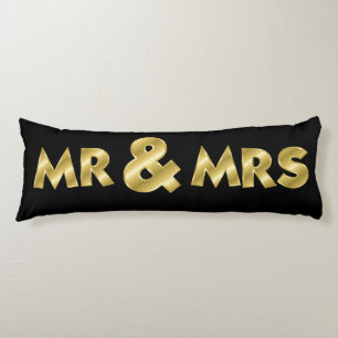 Shimmering Gold Mr & Mrs Black Seitenschläferkissen