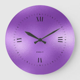 Shimmering Purple Background Monogram Große Wanduhr