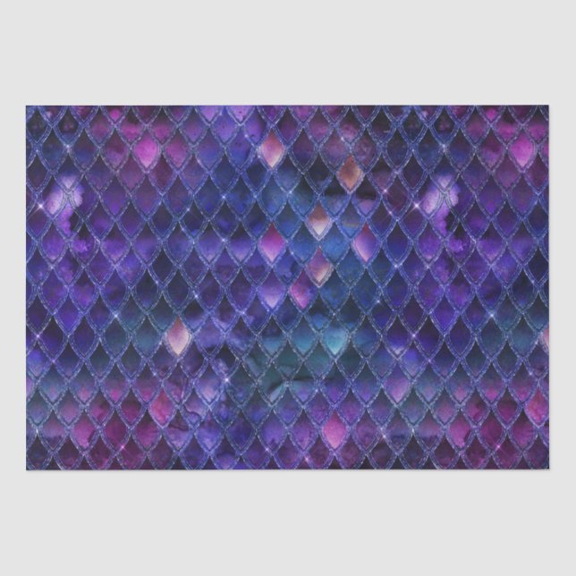 Shimmering Purple Ombre & Glitter Dragon Scales Seidenpapier (Vorderseite)
