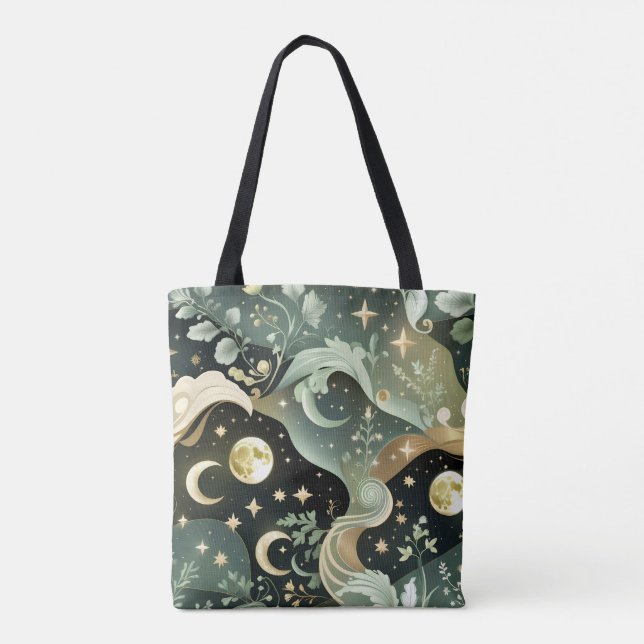Shimmering Sage Green Celestial Moon Accessory Tasche (Rückseite)