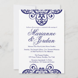 Shimmering Sapphire Verzierte Hochzeitseinladungen Einladung