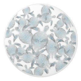 "Shimmering Sea Turtles" | Modern Silver Coastal Keramikknauf
