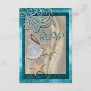 Shimmering Seashell Aquamarin Beach UAwg Einladung