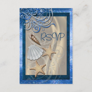Shimmering Seashell Blue Beach UAwg Einladung