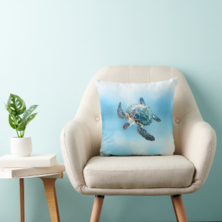 Shimmering Turquoise Sea Turtle | Coastal Kissen