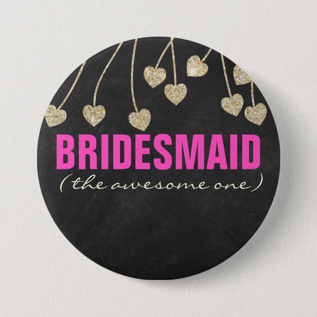 Shimmery Chic Bridesmaid Button Button (Vorderseite)