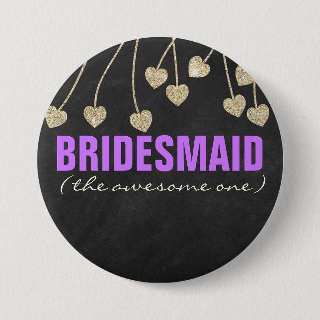Shimmery Chic Bridesmaid Button Button (lila) (Vorderseite)