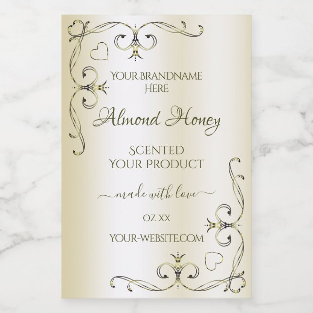 Shimmery Cream Product Labels Verziert Decoder Eck Lebensmitteletikett (Einzelnes Label)