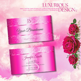 Shimmery Girly Pink Funkelnd Glitzer Stars Initial Visitenkarte
